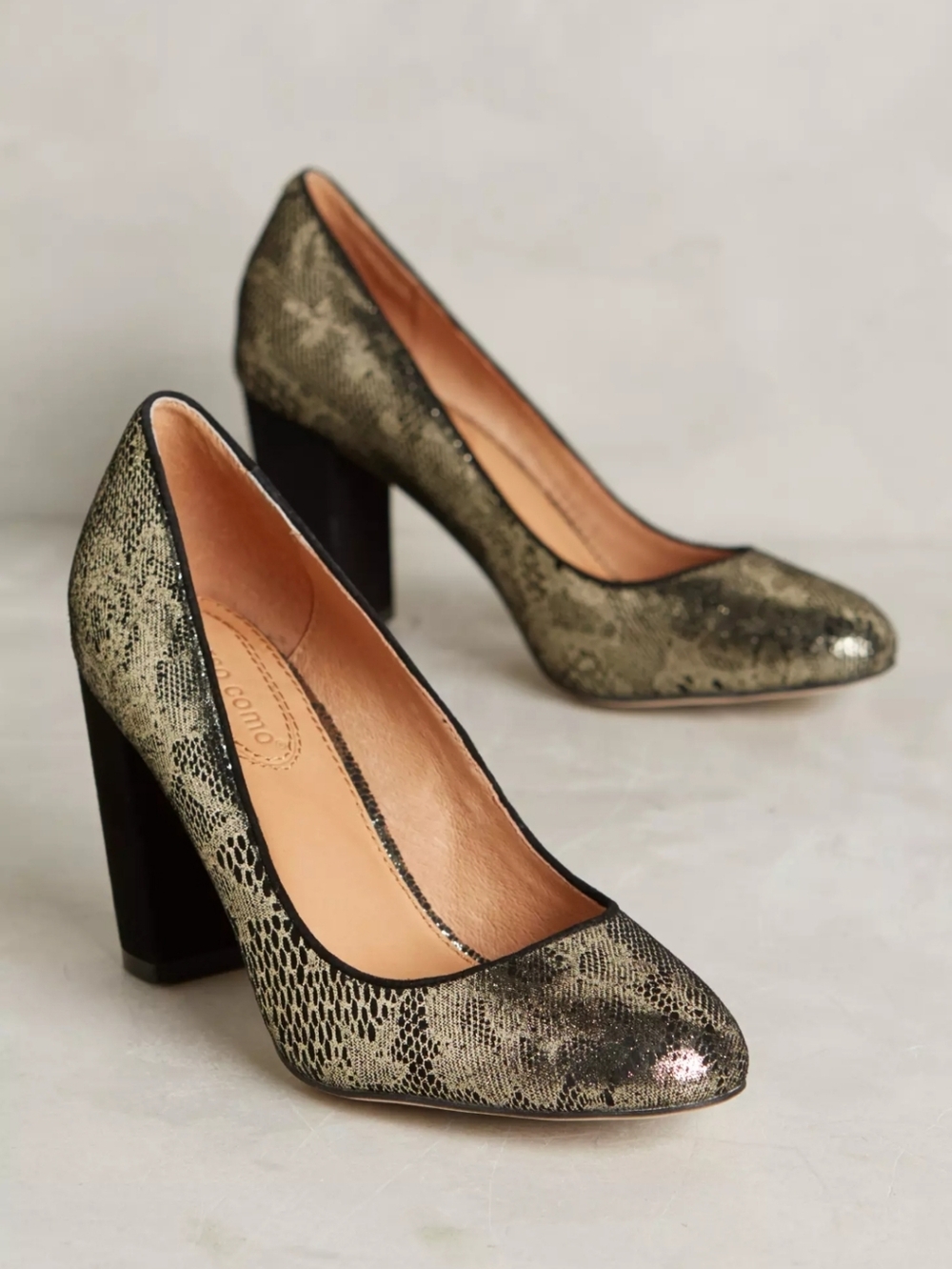 Anthropologie Corso Como Anya Pumps Metallic Lace 7.5